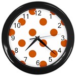 Polka Dots - Burnt Orange on White Wall Clock (Black)