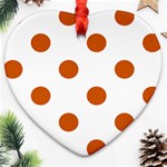 Polka Dots - Burnt Orange on White Heart Ornament (Two Sides)