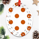 Polka Dots - Burnt Orange on White Oval Filigree Ornament (Two Sides)