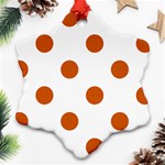 Polka Dots - Burnt Orange on White Snowflake Ornament (Two Sides)