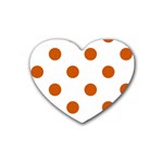 Polka Dots - Burnt Orange on White Heart Coaster (4 pack)