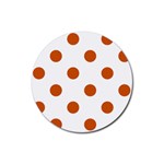 Polka Dots - Burnt Orange on White Rubber Round Coaster (4 pack)