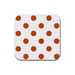 Polka Dots - Burnt Orange on White Rubber Coaster (Square)