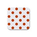 Polka Dots - Burnt Orange on White Rubber Square Coaster (4 pack)