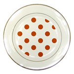 Polka Dots - Burnt Orange on White Porcelain Plate