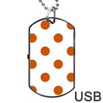 Polka Dots - Burnt Orange on White Dog Tag USB Flash (Two Sides)