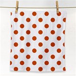 Polka Dots - Burnt Orange on White Face Towel