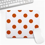 Polka Dots - Burnt Orange on White Large Mousepad