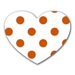Polka Dots - Burnt Orange on White Heart Mousepad