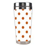 Polka Dots - Burnt Orange on White Stainless Steel Travel Tumbler