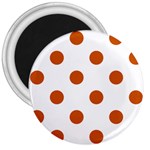 Polka Dots - Burnt Orange on White 3  Magnet
