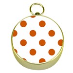 Polka Dots - Burnt Orange on White Gold Compass