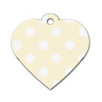 Polka Dots - White on Cornsilk Yellow Dog Tag Heart (Two Sides)