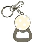 Polka Dots - White on Cornsilk Yellow Bottle Opener Key Chain