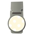 Polka Dots - White on Cornsilk Yellow Money Clip (Round)