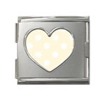 Polka Dots - White on Cornsilk Yellow Mega Link Heart Italian Charm (18mm)