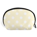 Polka Dots - White on Cornsilk Yellow Accessory Pouch (Large)