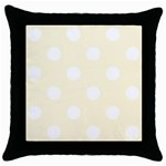 Polka Dots - White on Cornsilk Yellow Throw Pillow Case (Black)