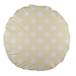 Polka Dots - White on Cornsilk Yellow Large 18  Premium Flano Round Cushion