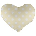 Polka Dots - White on Cornsilk Yellow Large 19  Premium Heart Shape Cushion