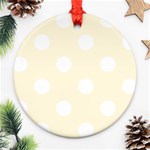 Polka Dots - White on Cornsilk Yellow Ornament (Round)