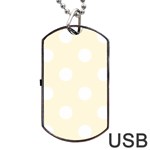Polka Dots - White on Cornsilk Yellow Dog Tag USB Flash (One Side)