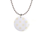 Polka Dots - Cornsilk Yellow on White 1  Button Necklace