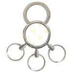Polka Dots - Cornsilk Yellow on White 3-Ring Key Chain