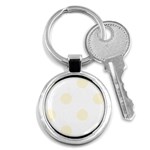 Polka Dots - Cornsilk Yellow on White Key Chain (Round)