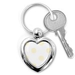Polka Dots - Cornsilk Yellow on White Key Chain (Heart)