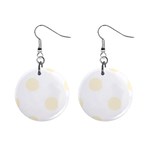 Polka Dots - Cornsilk Yellow on White 1  Button Earrings