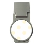 Polka Dots - Cornsilk Yellow on White Money Clip (Round)
