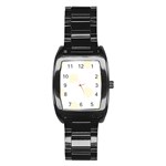 Polka Dots - Cornsilk Yellow on White Stainless Steel Barrel Watch