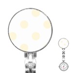 Polka Dots - Cornsilk Yellow on White Stainless Steel Nurses Watch