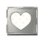 Polka Dots - Cornsilk Yellow on White Mega Link Heart Italian Charm (18mm)