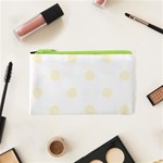Polka Dots - Cornsilk Yellow on White Canvas Cosmetic Bag (XS)