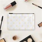 Polka Dots - Cornsilk Yellow on White Cosmetic Bag (S)