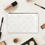 Polka Dots - Cornsilk Yellow on White Cosmetic Bag (M)