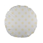 Polka Dots - Cornsilk Yellow on White Standard 15  Premium Flano Round Cushion