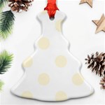 Polka Dots - Cornsilk Yellow on White Christmas Tree Ornament (Two Sides)