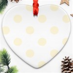 Polka Dots - Cornsilk Yellow on White Heart Ornament (Two Sides)