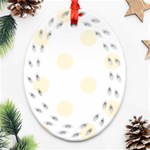 Polka Dots - Cornsilk Yellow on White Ornament (Bell) Ornament (Oval Filigree)