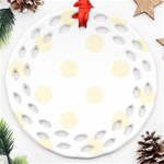 Polka Dots - Cornsilk Yellow on White Ornament (Round Filigree)