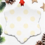 Polka Dots - Cornsilk Yellow on White Snowflake Ornament (Two Sides)