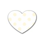 Polka Dots - Cornsilk Yellow on White Heart Coaster (4 pack)