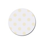 Polka Dots - Cornsilk Yellow on White Rubber Coaster (Round)