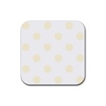 Polka Dots - Cornsilk Yellow on White Rubber Coaster (Square)