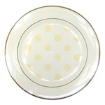 Polka Dots - Cornsilk Yellow on White Porcelain Plate