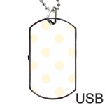 Polka Dots - Cornsilk Yellow on White Dog Tag USB Flash (One Side)