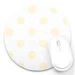 Polka Dots - Cornsilk Yellow on White Round Mousepad
